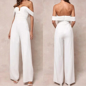 Lulu's White Off-Shoulder Jumpsuit